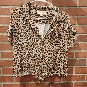 Leopard button down with tie